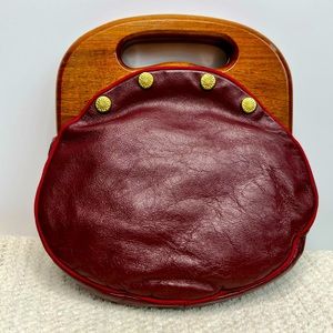 Vintage handbag with wooden handle and interchangeable cover